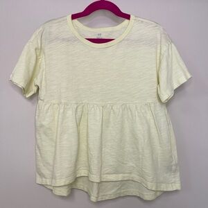 Gap Kids: Girls Yellow Peplum Cotton Short Sleeve T-Shirt, Size M